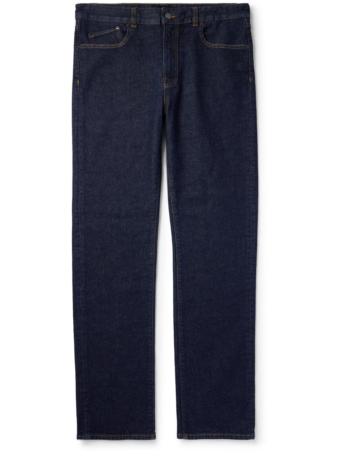 Belstaff Longton Straight-leg Logo-appliquéd Indigo-rinsed Jeans In Blue