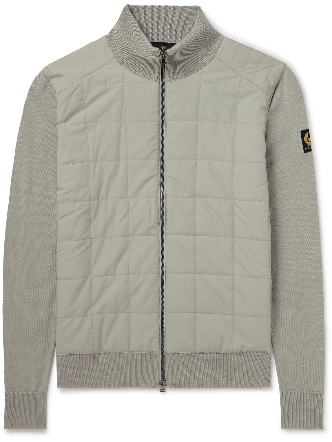 Belstaff Kelbrook Quilted Wool And Shell Cardigan In Gray