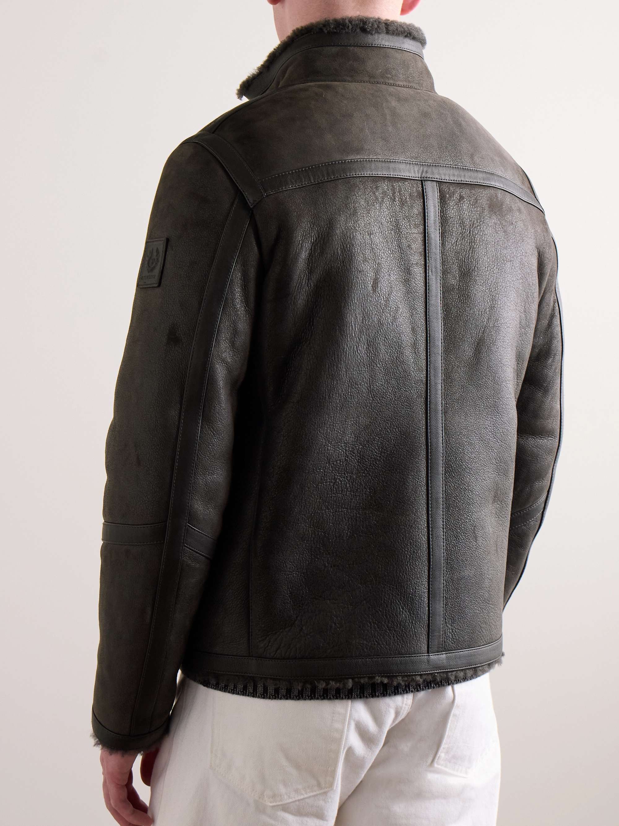 BELSTAFF Tundra  Shearling-Trimmed Leather Jacket
