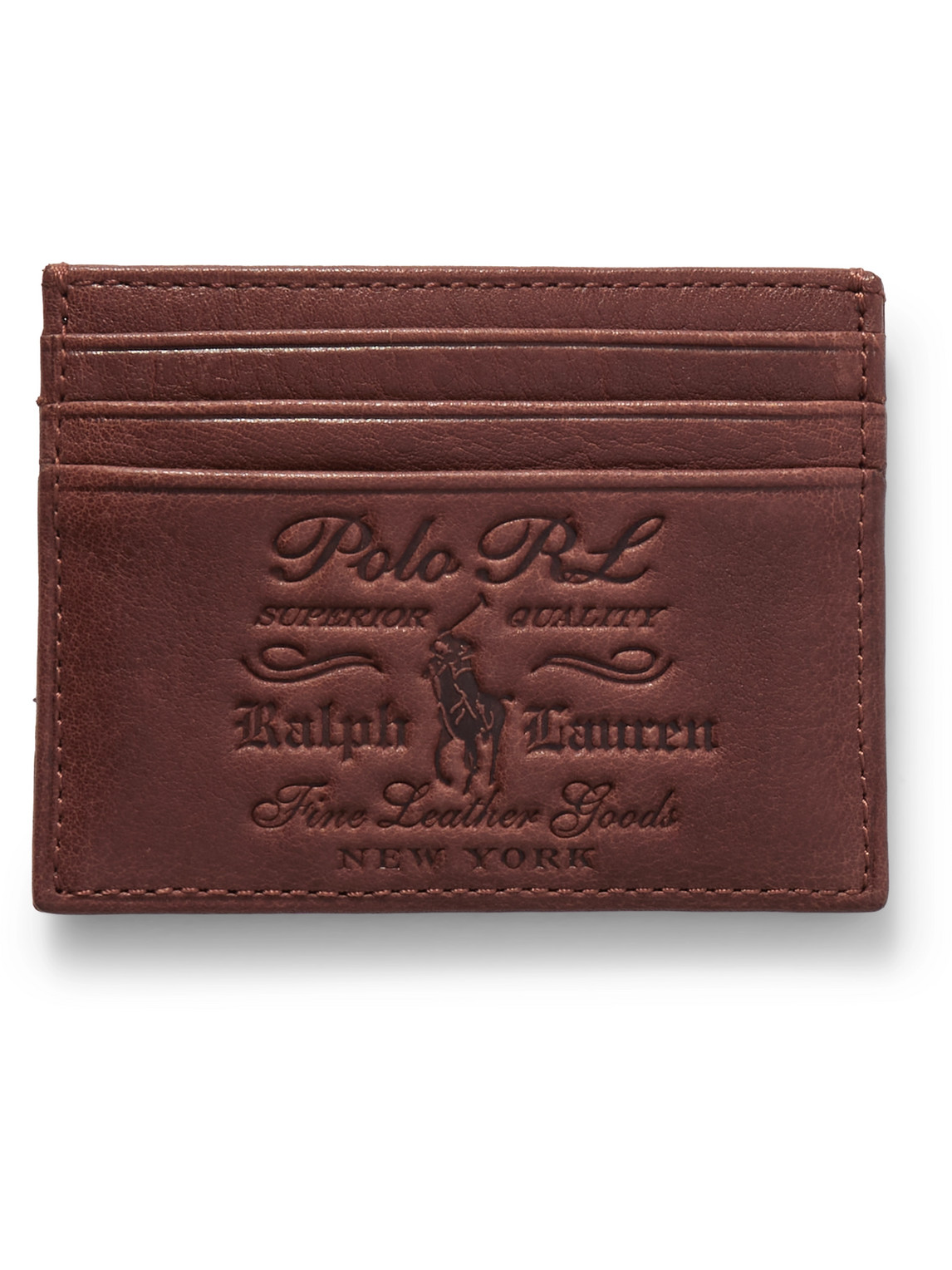 Polo Ralph Lauren Heritage Logo-debossed Full-grain Leather Cardholder In Brown