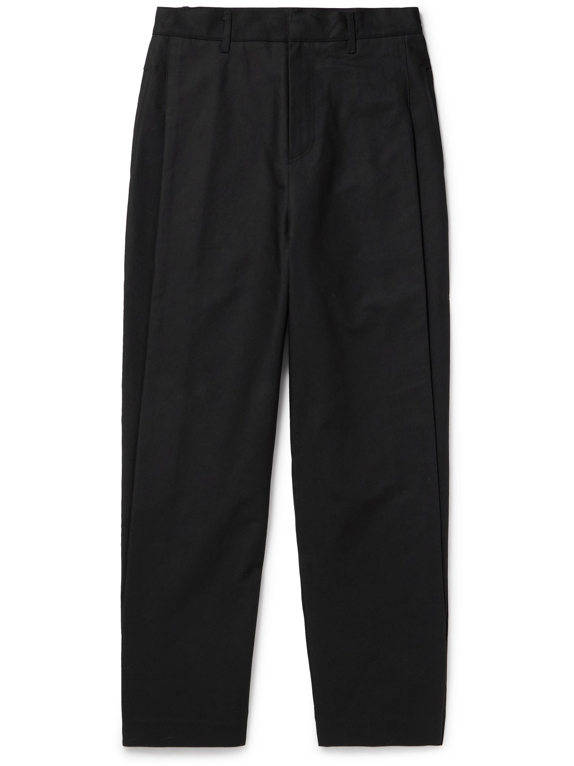 Amomento Garconne Tapered Cotton-blend Trousers In Black