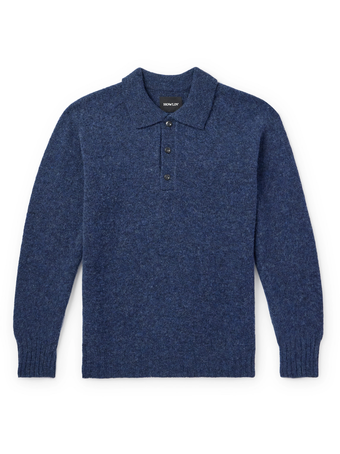 Howlin' Ghost Pressure Brushed-wool Polo Shirt In Blue