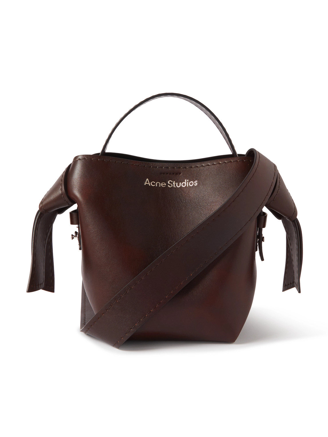 Acne Studios Musubi Mini Leather Messenger Bag In Brown