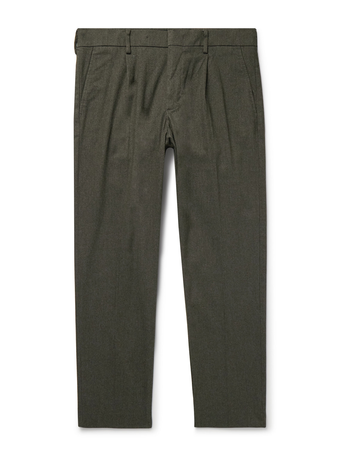 Nn07 Bill 1067 Tapered Pleated Woven Chinos In Green