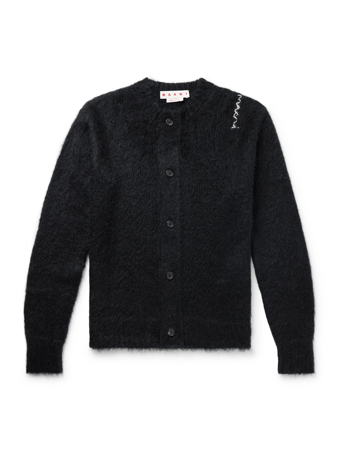 Marni – Logo-Embroidered Brushed-Knit Cardigan