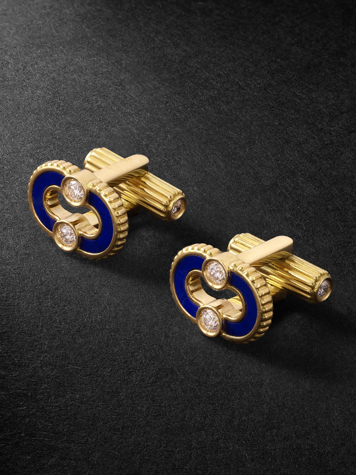 Viltier Magnetic 18-karat Gold, Lapis Lazuli And Diamond Cufflinks