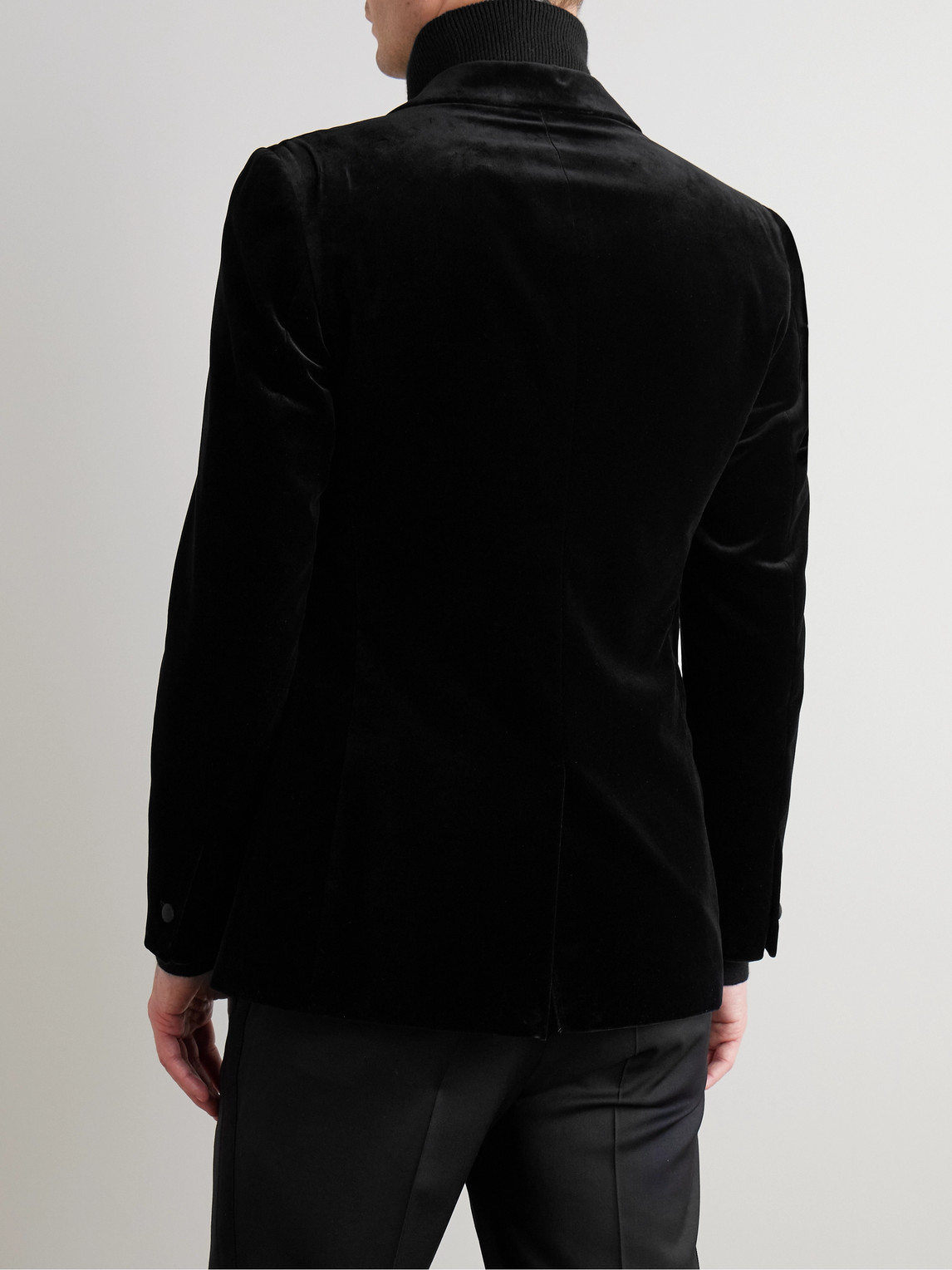 Mr P. - Slim-Fit Twill-Trimmed Cotton-Velvet Tuxedo Jacket