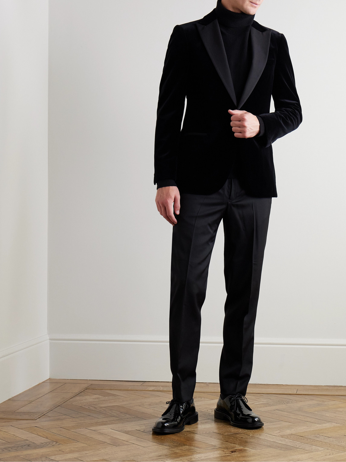 Mr P. - Slim-Fit Twill-Trimmed Cotton-Velvet Tuxedo Jacket