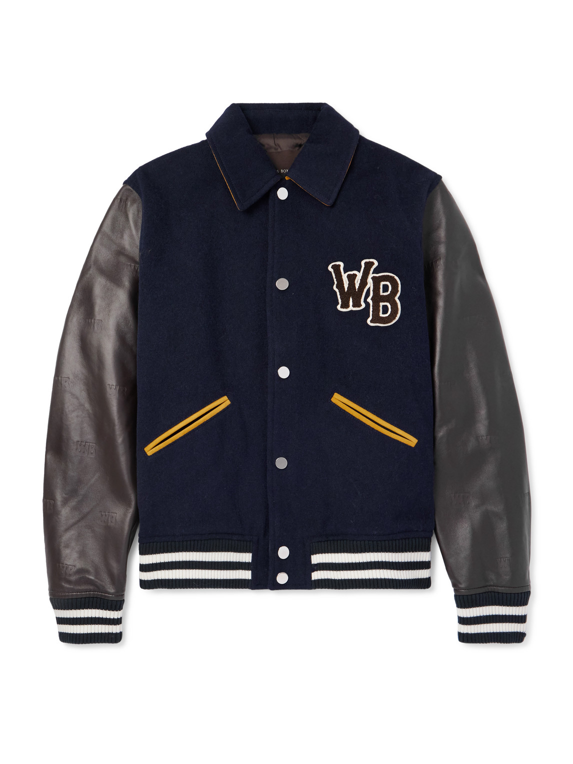 Logo-Appliquéd Leather and Brushed Wool-Blend Varsity Jacket