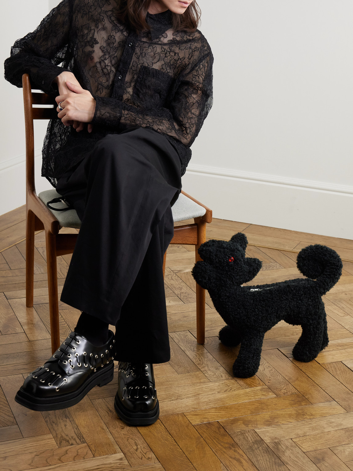 Simone Rocha Creature Crystal-Embellished Faux Shearling