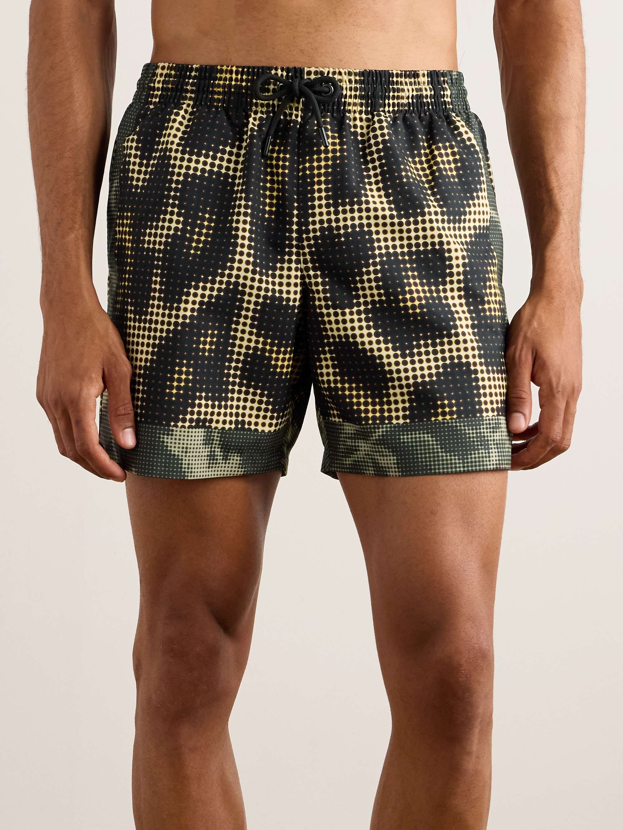 Straight Leg Mid Length Printed Swim Shorts
