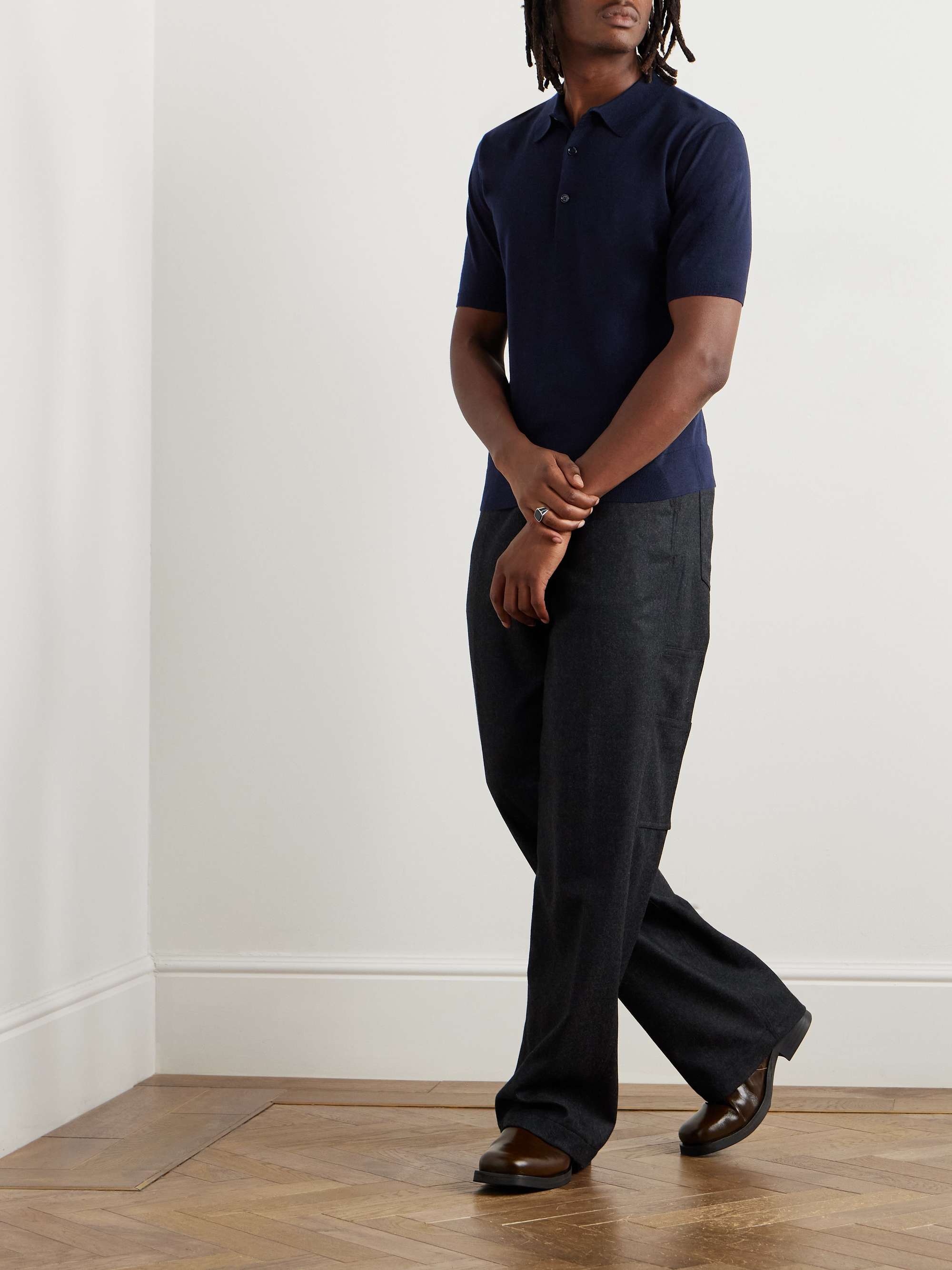 DRIES VAN NOTEN Slim-Fit Merino Wool Polo Shirt for Men | MR