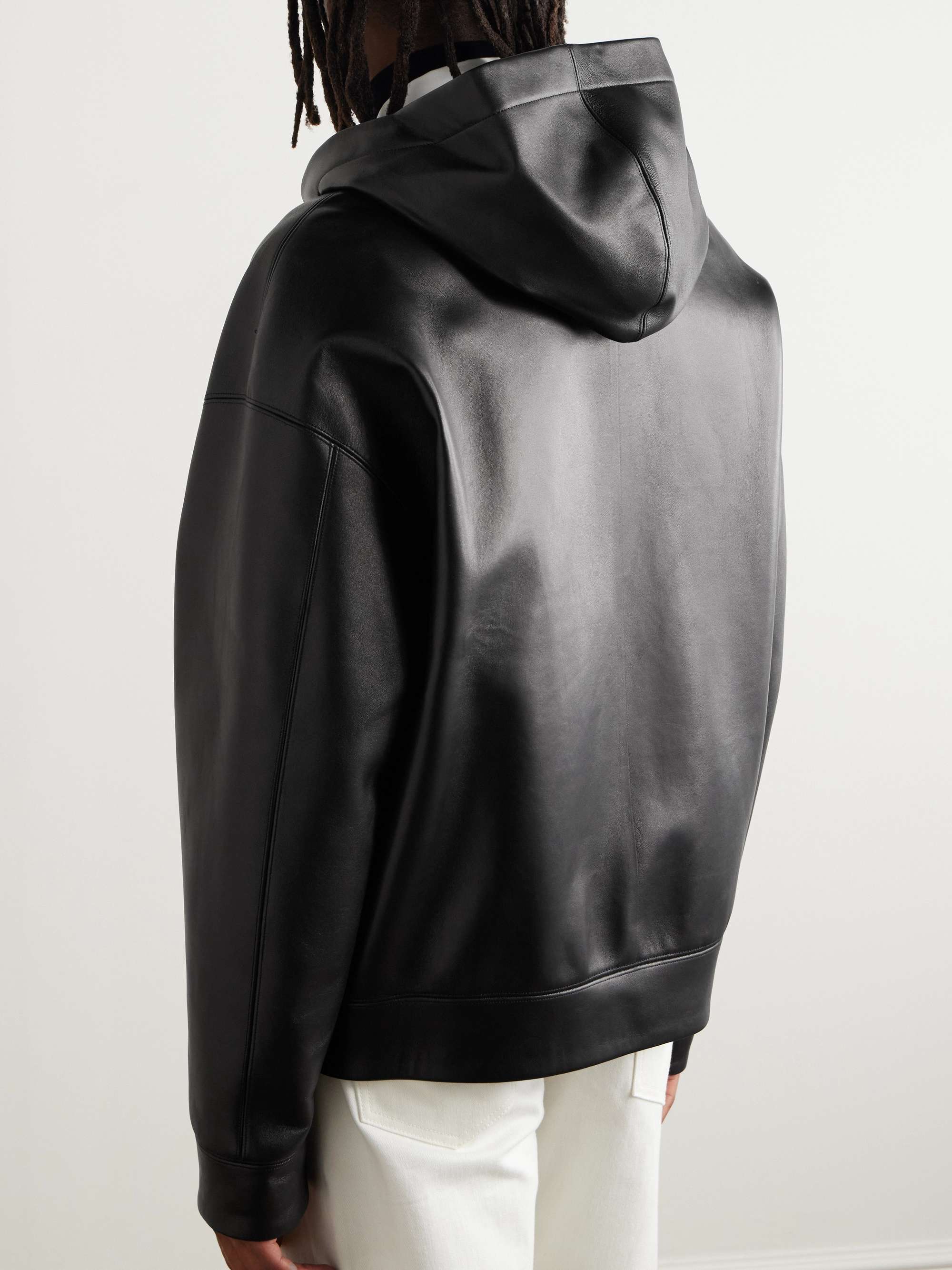 Black Leather Hooded Jacket | VALENTINO GARAVANI | MR PORTER