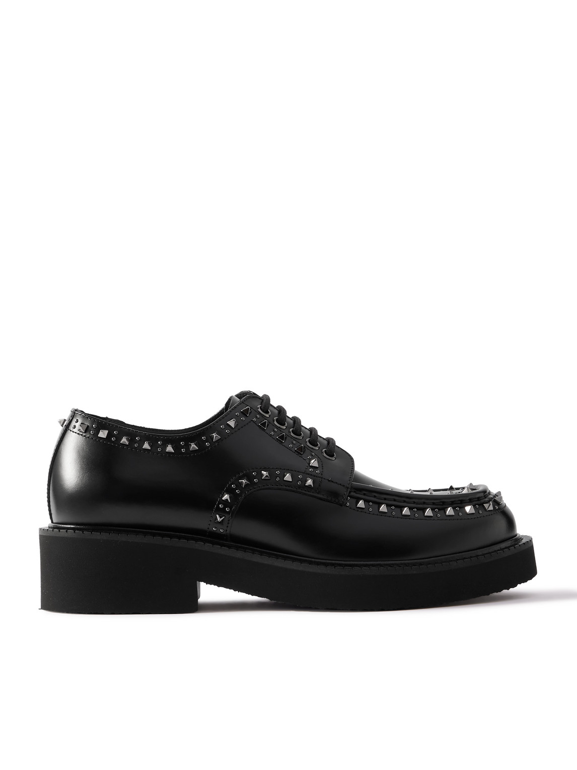 Valentino Garavani Studded Leather Derby Shoes In Black