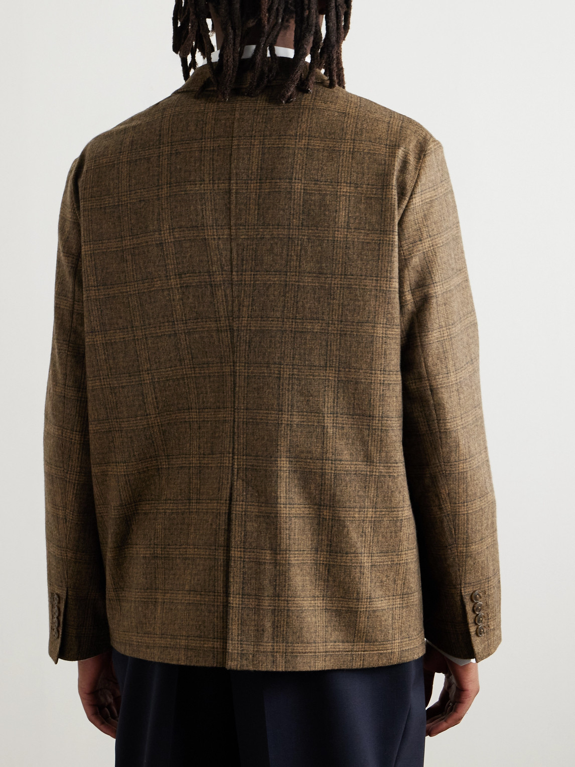 A Kind Of Guise Checked Virgin Wool And Alpaca-blend Suit Jacket In Brown