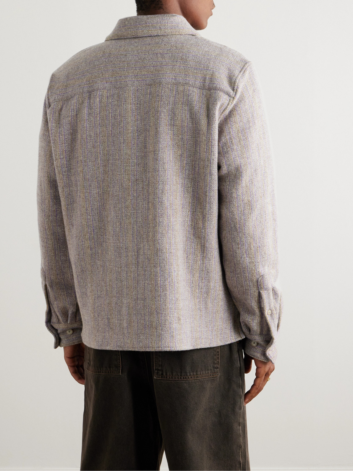 A Kind Of Guise Cullu Striped Wool Overshirt In Neutrals