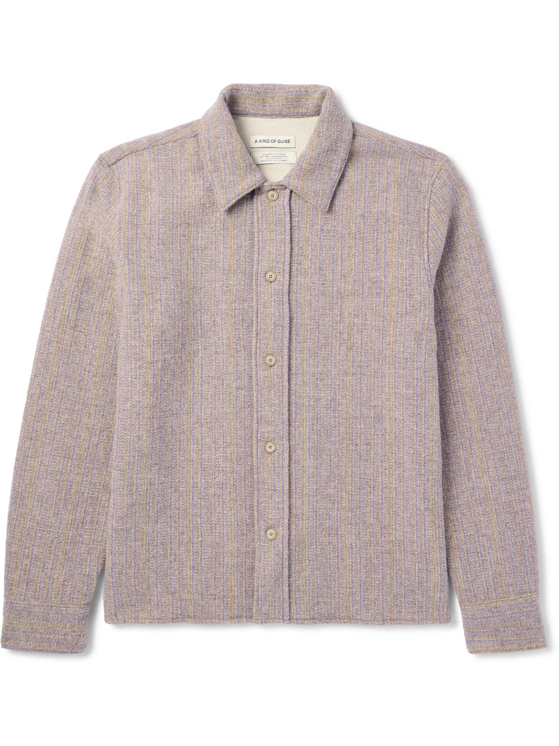 A Kind Of Guise Cullu Striped Wool Overshirt In Neutrals