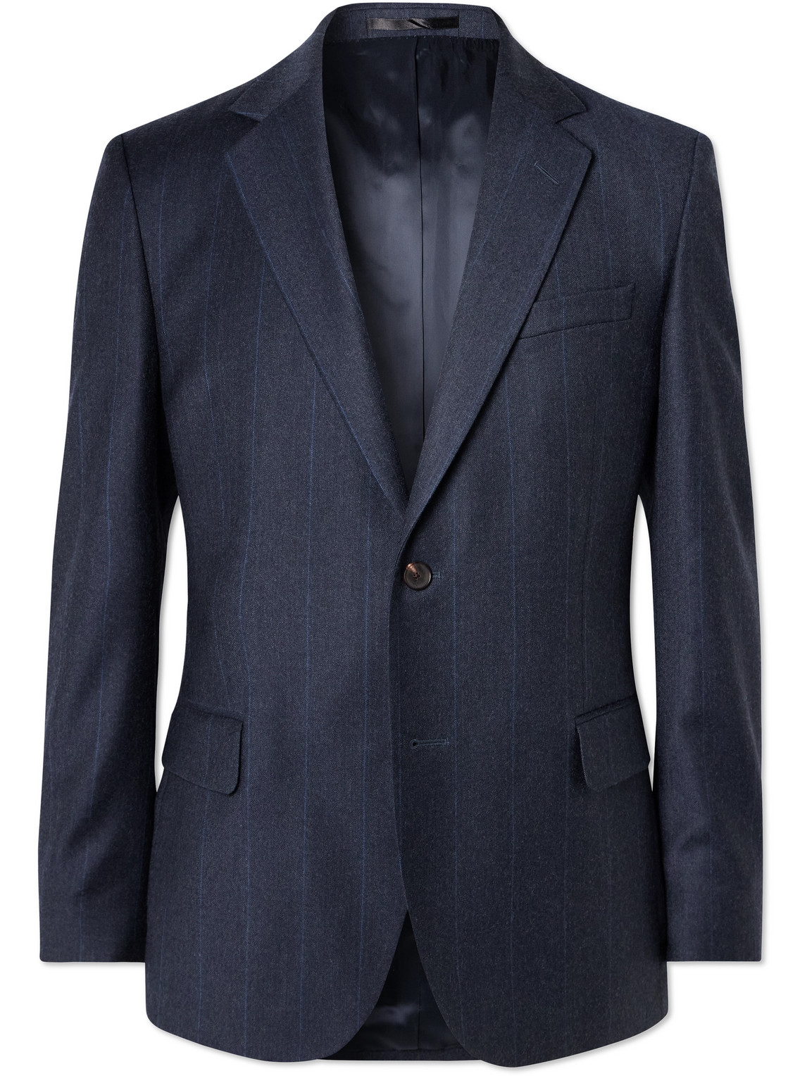 Regular-Fit Pinstriped Wool-Flannel Suit Jacket