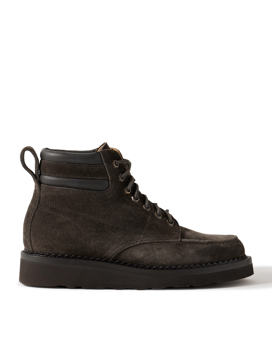 Yuketen Leather-trimmed Suede Boots In Brown