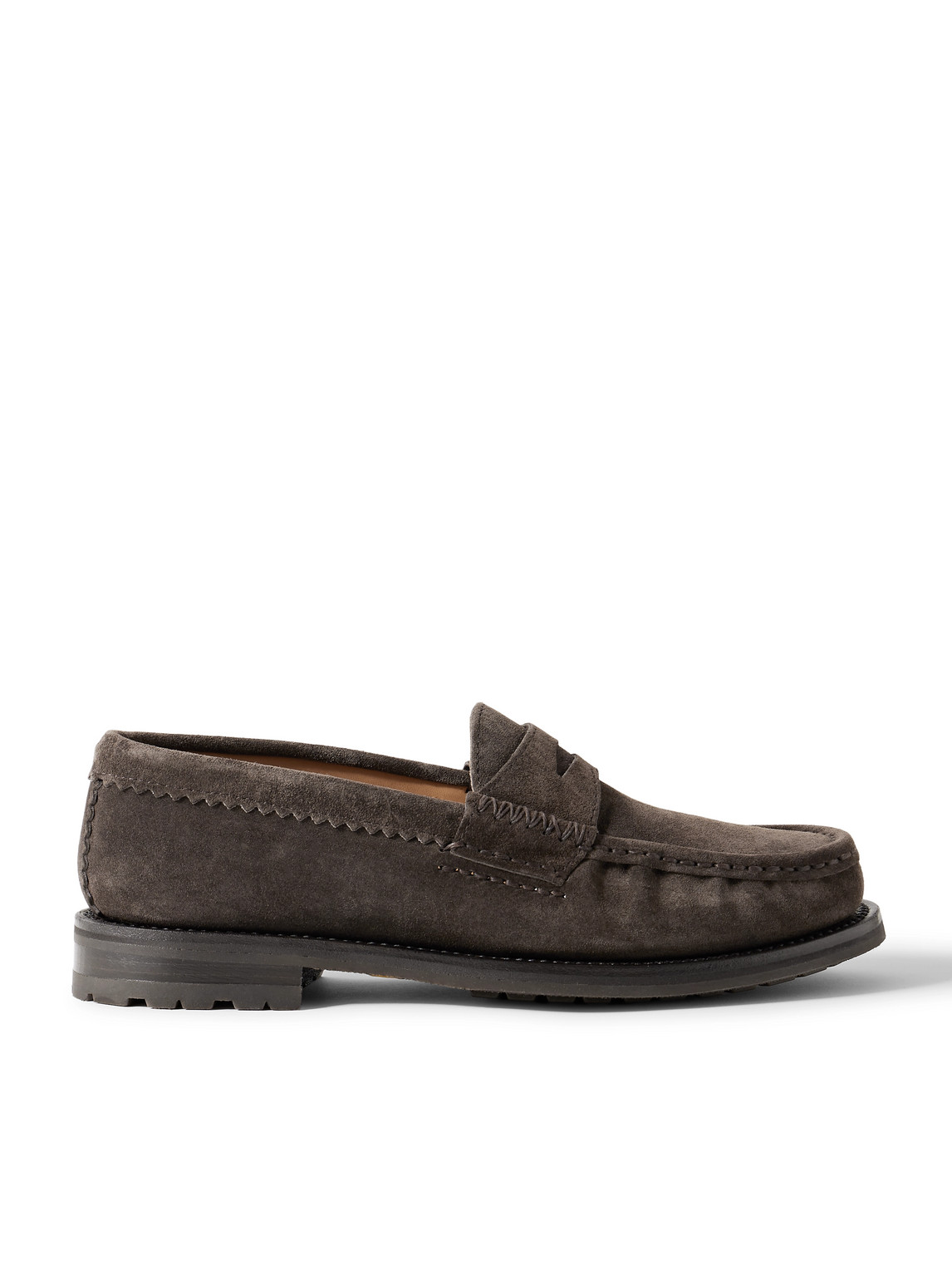 Yuketen Rob's Suede Penny Loafers In Brown