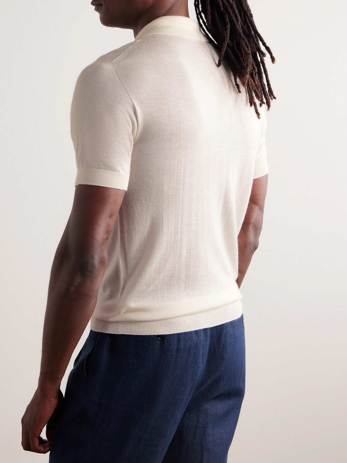 SAMAN AMEL CAPELL SLIM-FIT CASHMERE AND SILK-BLEND POLO SHIRT