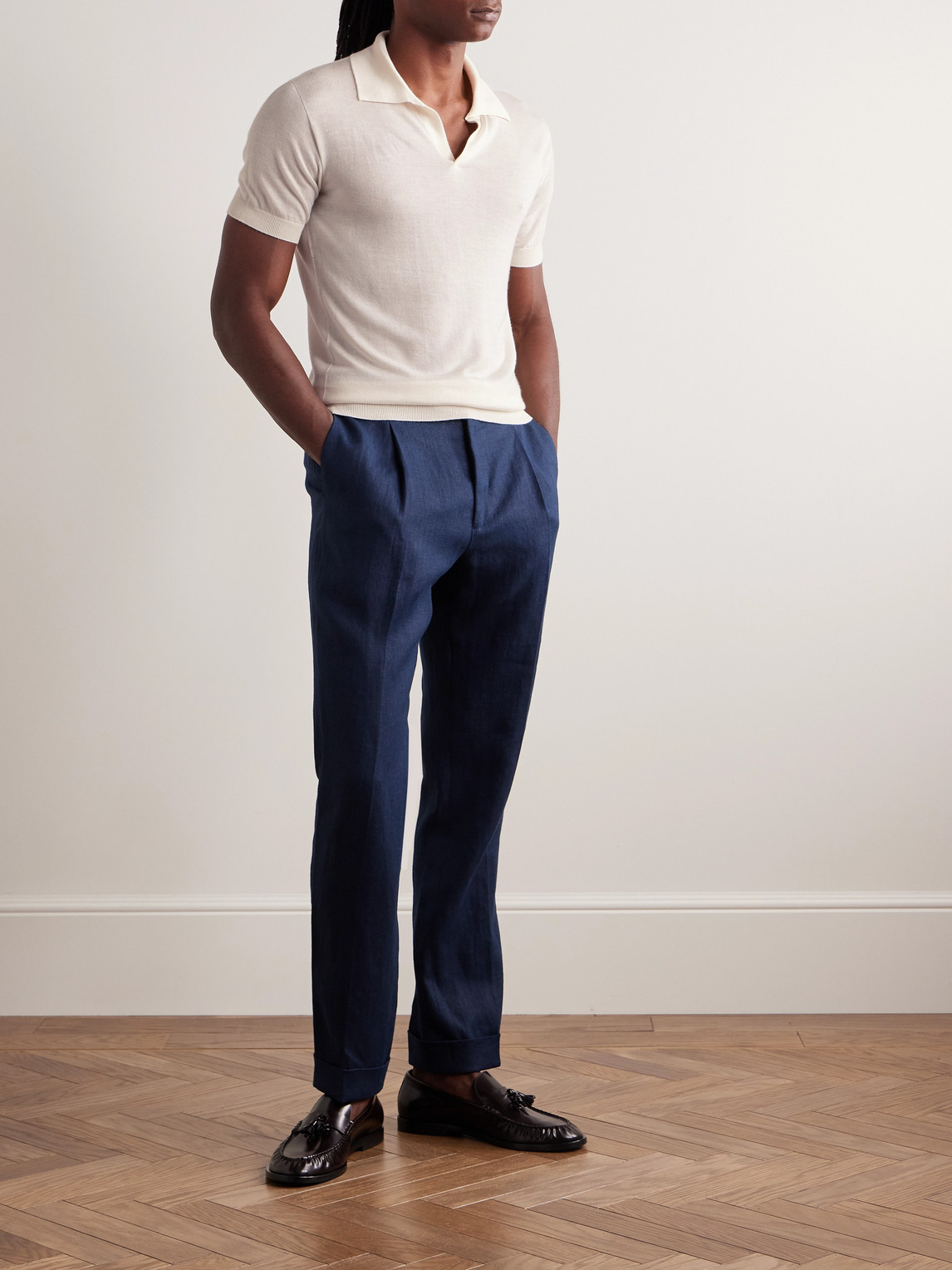 SAMAN AMEL CAPELL SLIM-FIT CASHMERE AND SILK-BLEND POLO SHIRT
