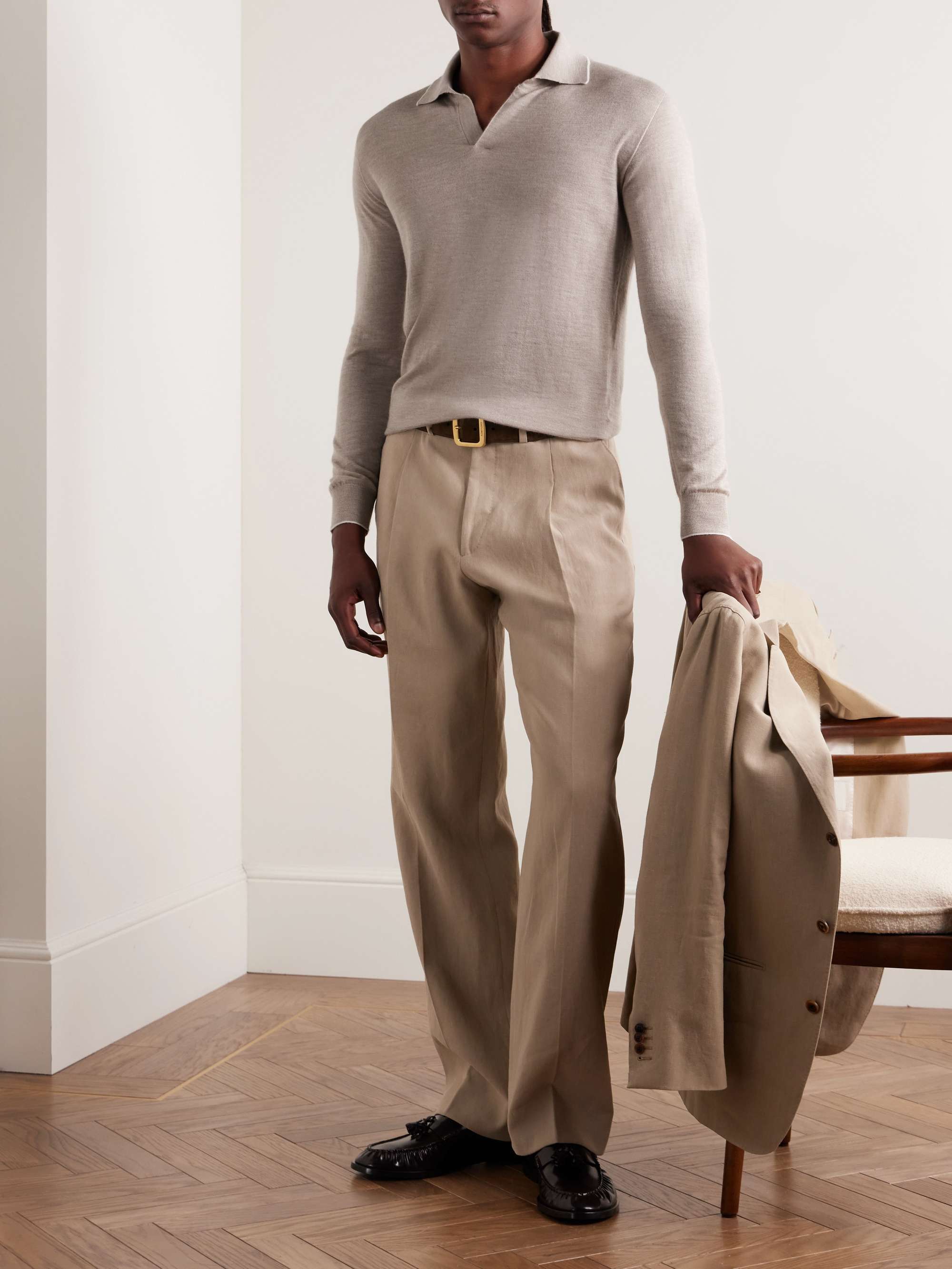 ZEGNA Straight-Leg Pleated Wool, Silk and Cashmere-Blend ZEGNA Straight-Leg Pleated Wool, Silk and Cashmere-Blend