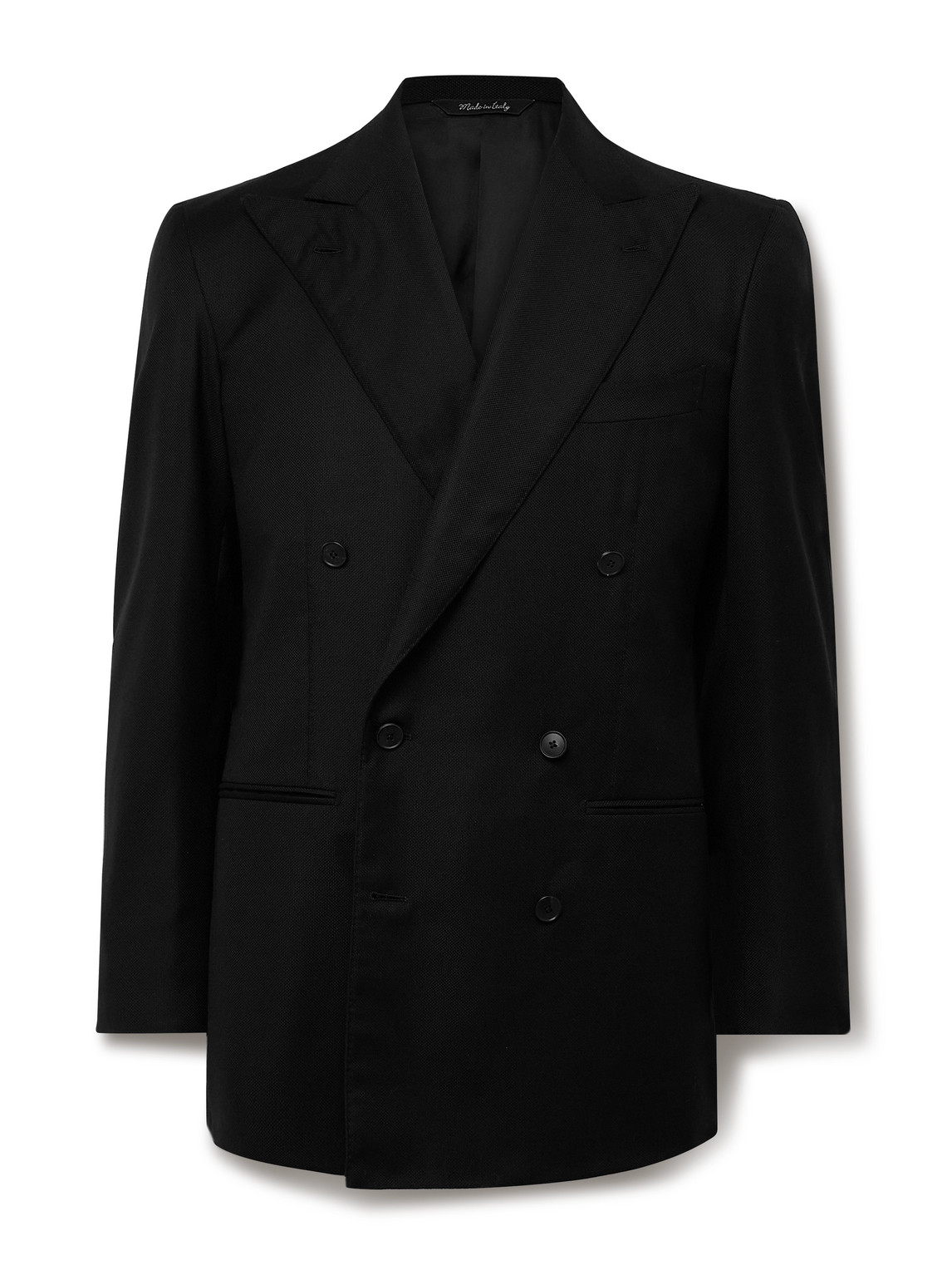 Saman Amel Double-breasted Wool-hopsack Blazer In Black