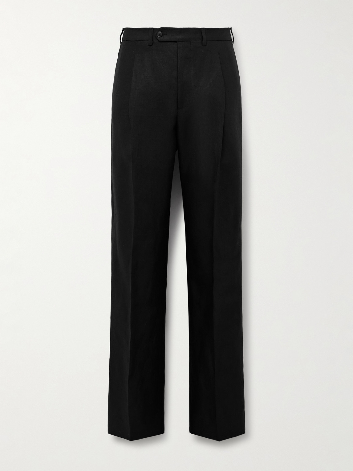 Saman Amel Amo Wide-leg Pleated Linen Trousers In Black