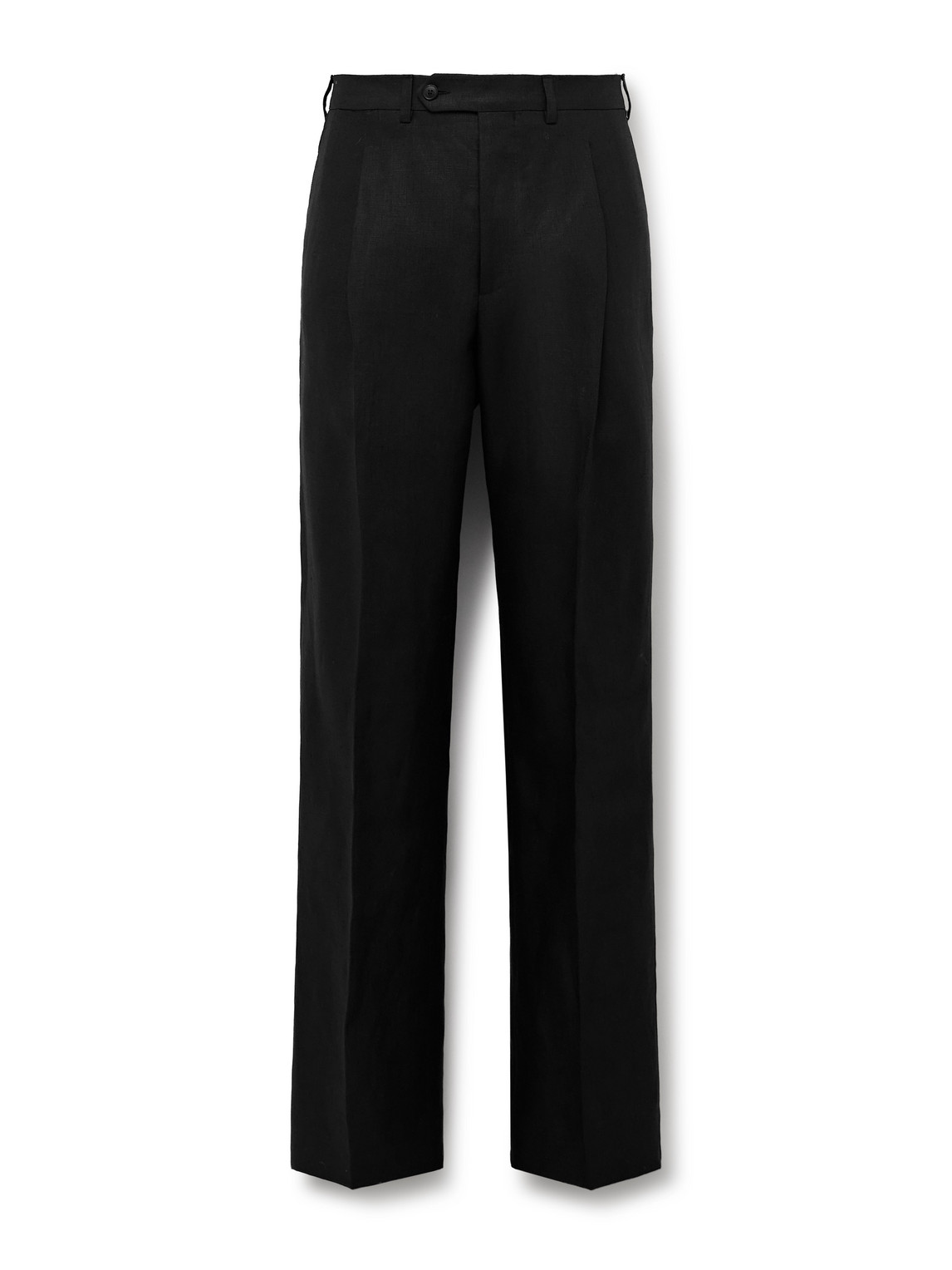 Saman Amel Amo Wide-leg Pleated Linen Trousers In Black
