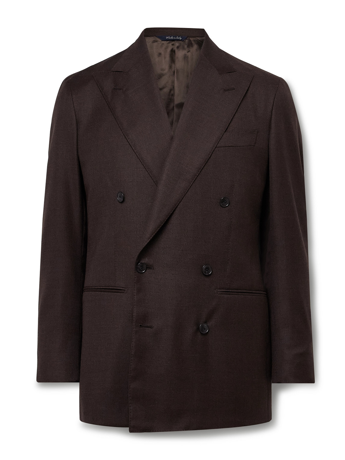 Saman Amel Double-breasted Wool-hopsack Blazer In Brown