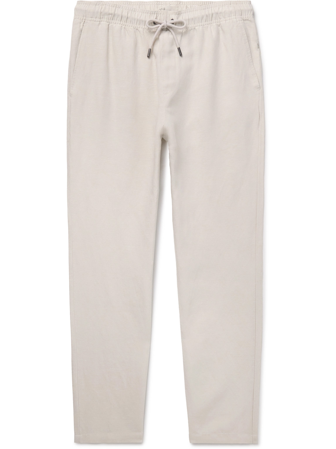 Onia Air Straight-leg Linen And Lyocell-blend Drawstring Trousers In Neutrals