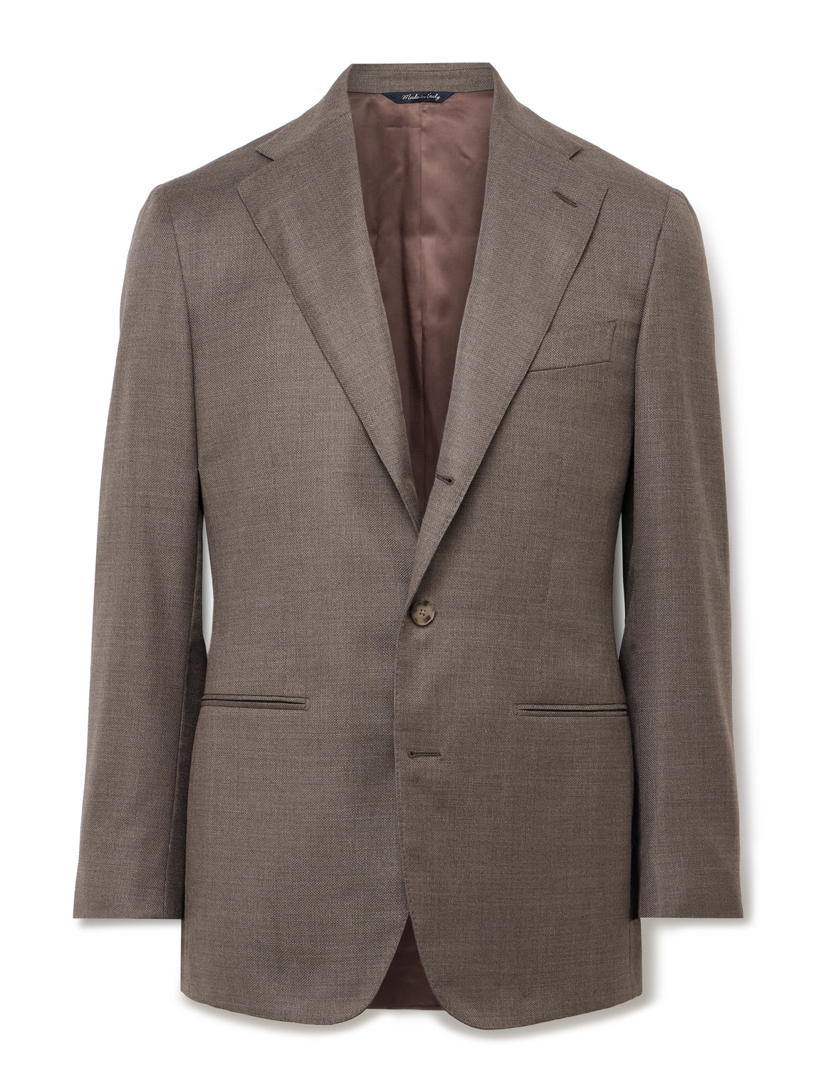 Saman Amel Basketweave Wool Blazer In Brown