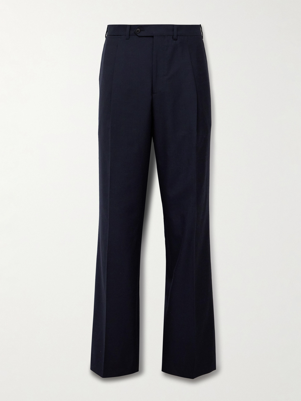 Saman Amel Amo Wide-leg Pleated Wool, Silk And Linen-blend Suit Trousers In Blue