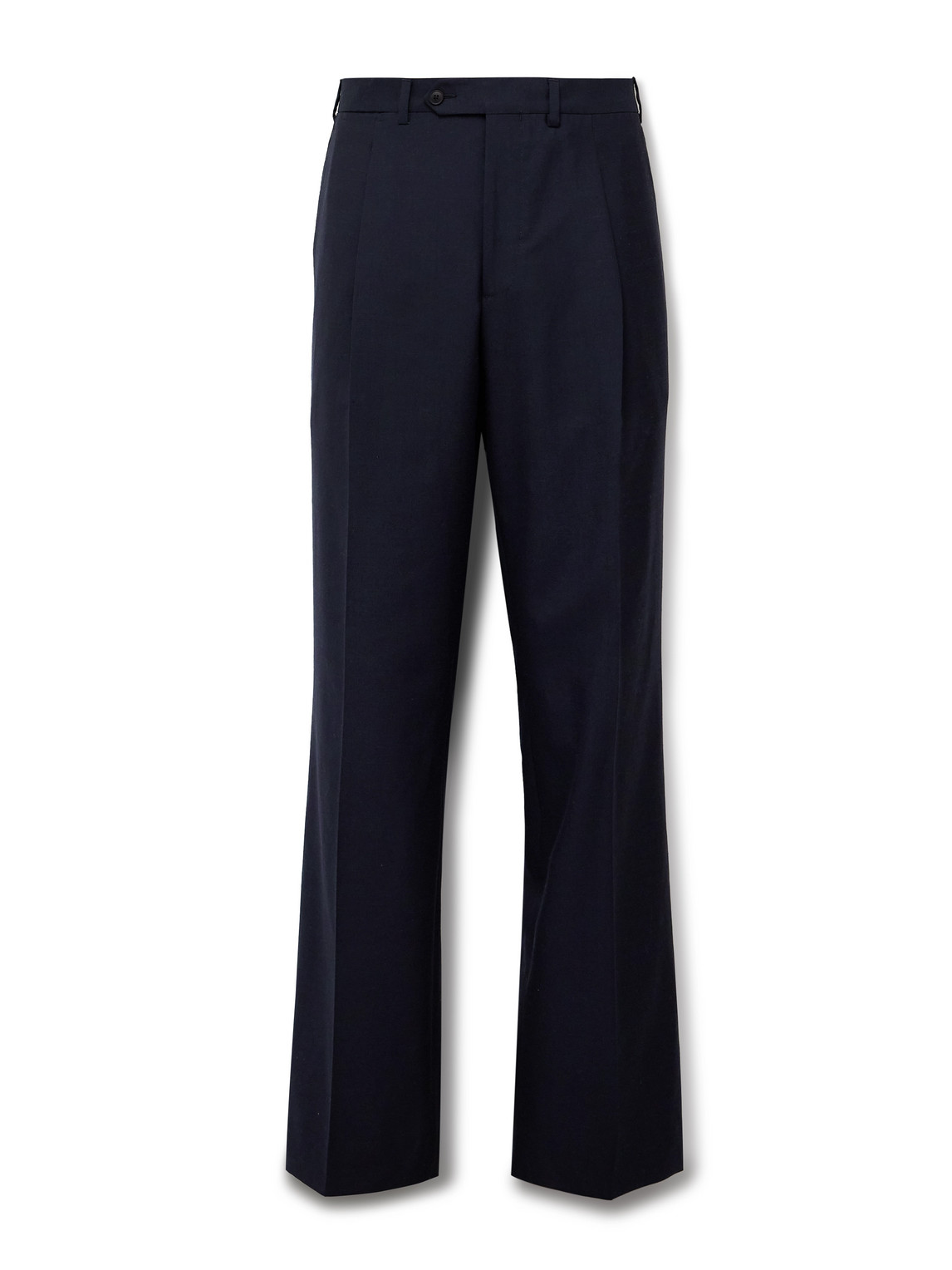 Saman Amel Amo Wide-leg Pleated Wool, Silk And Linen-blend Suit Trousers In Blue
