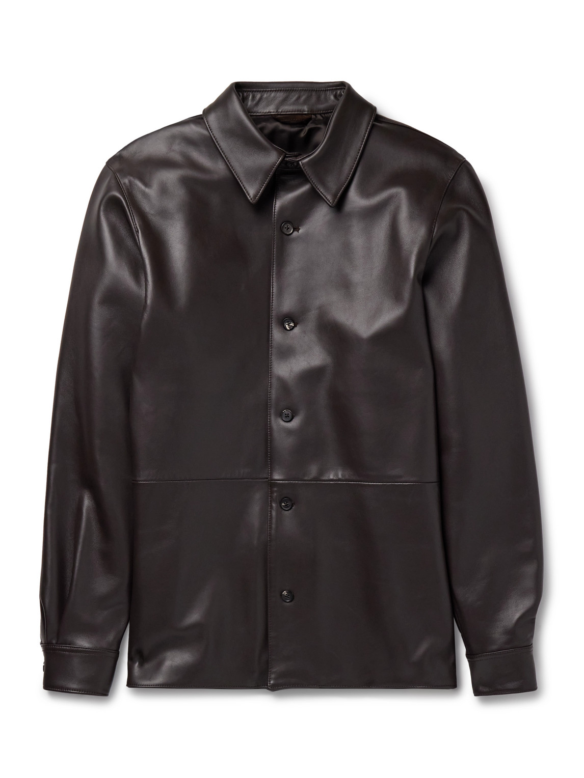 Saman Amel Leather Shirt Jacket In Brown