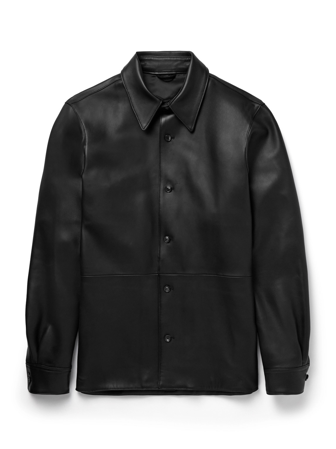 Saman Amel Leather Shirt Jacket In Black