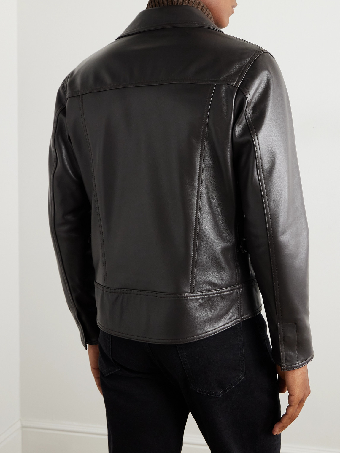 Shop Stòffa Plongé Leather Jacket In Brown