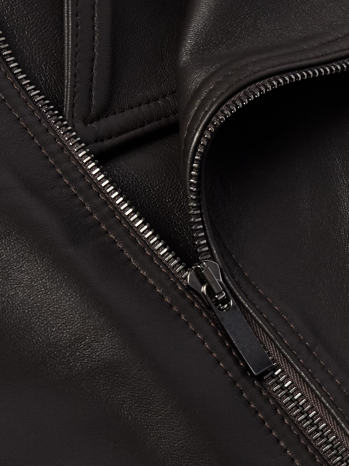 Shop Stòffa Plongé Leather Jacket In Brown