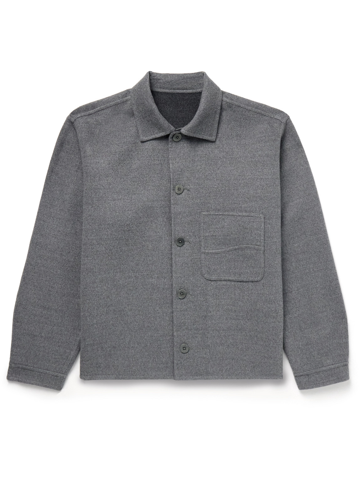Stòffa Wave Brushed Double-faced Merino Wool Overshirt In Gray