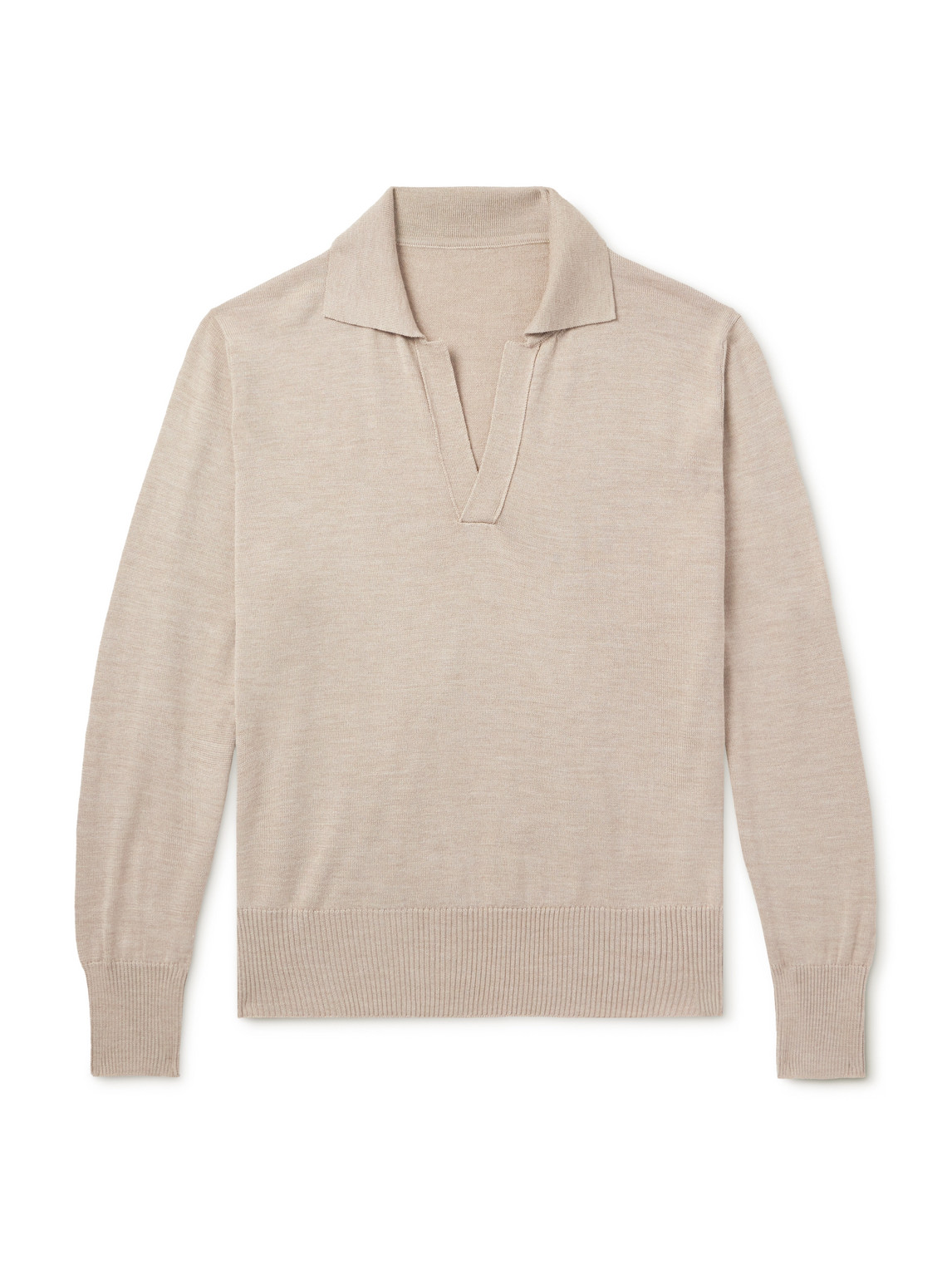 Stòffa Wool And Silk-blend Polo Shirt In Neutrals