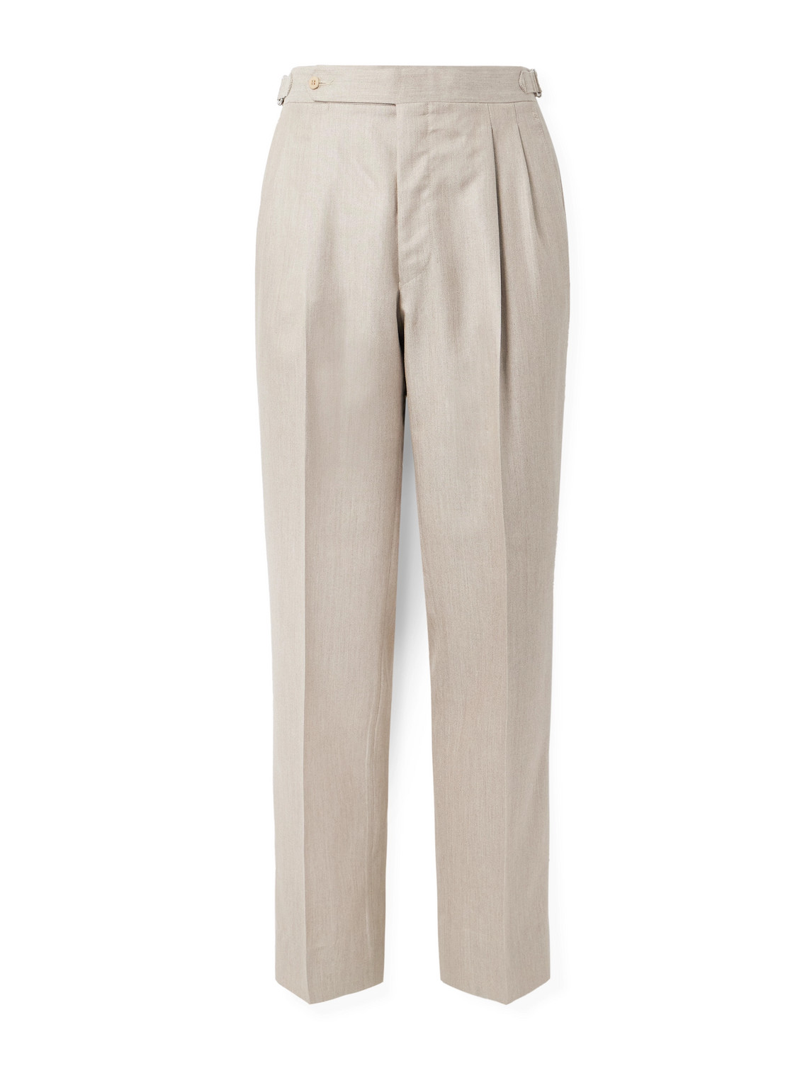 Straight-Leg Pleated Cashmere Suit Trousers