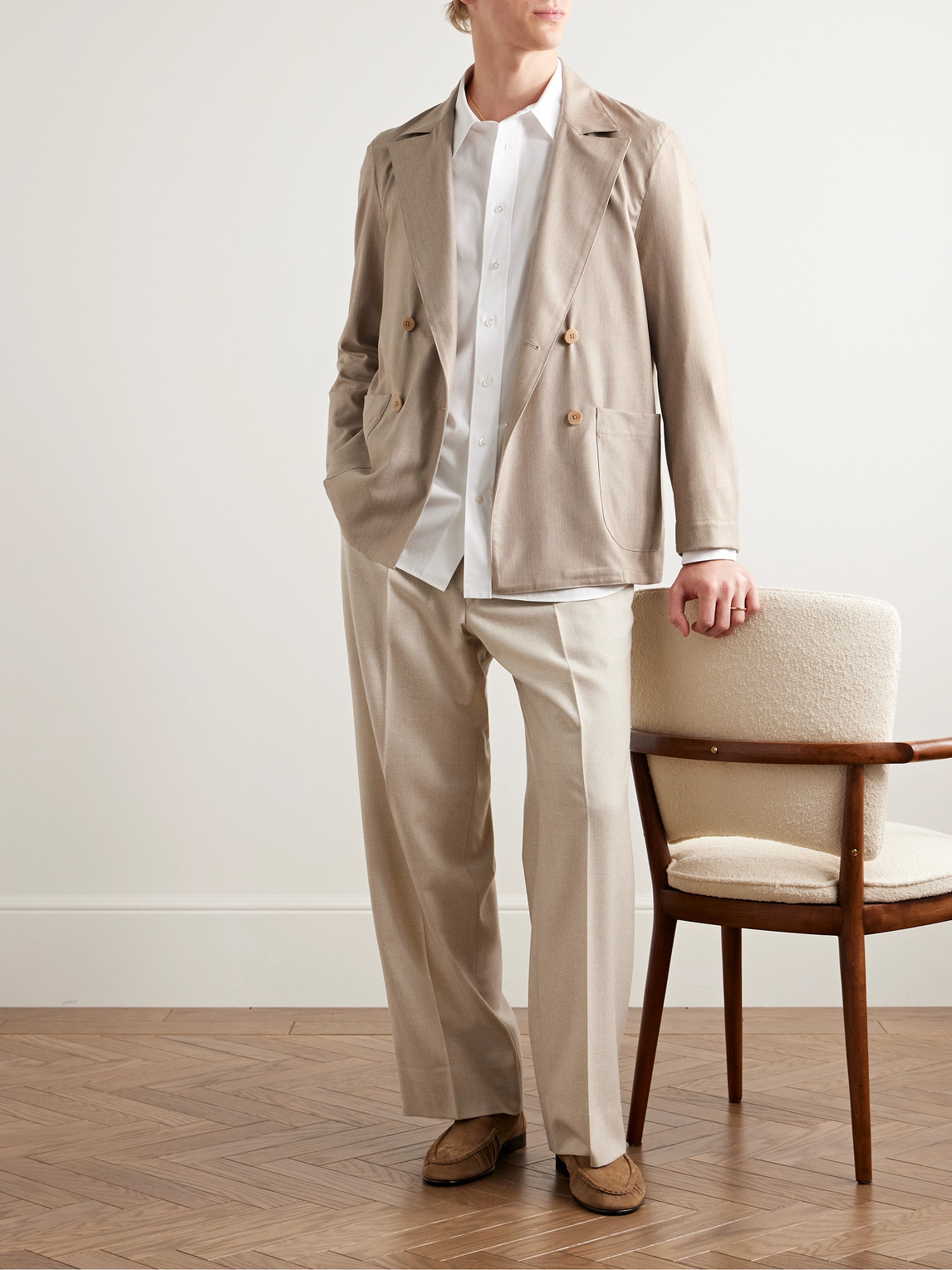 Shop Stòffa Double-breasted Cashmere Suit Jacket In Neutrals