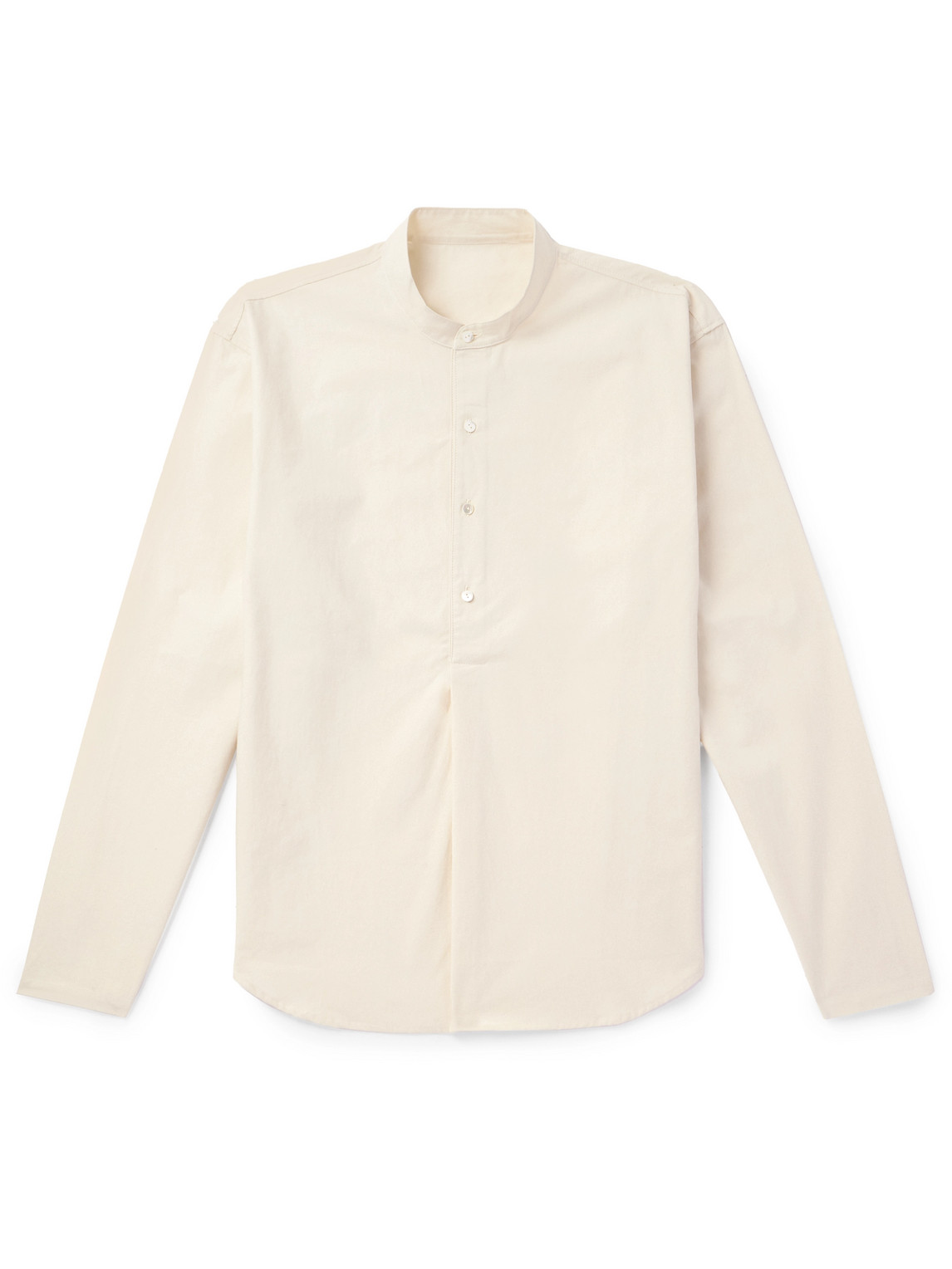 Stòffa Grandad-collar Cotton-poplin Half-placket Shirt In Neutrals