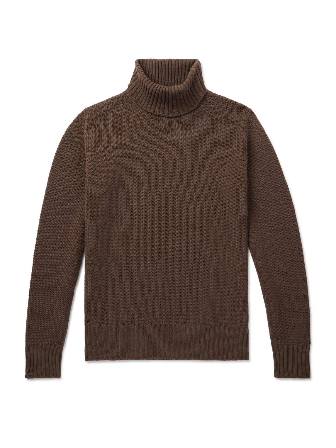 Stòffa Slim-fit Ribbed Cashmere Rollneck Sweater In Brown