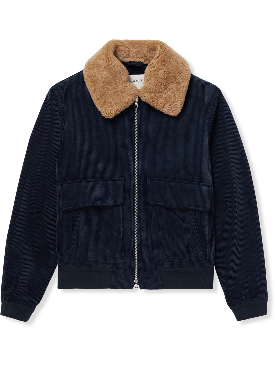Shearling-Trimmed Cotton-Corduroy Bomber Jacket