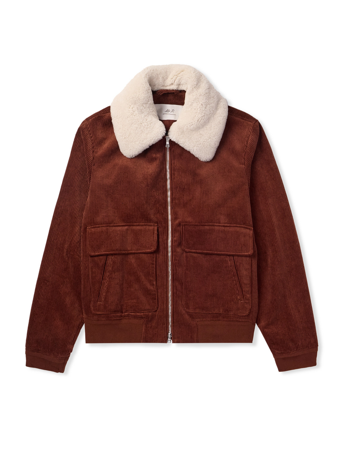 Shearling-Trimmed Cotton-Corduroy Bomber Jacket