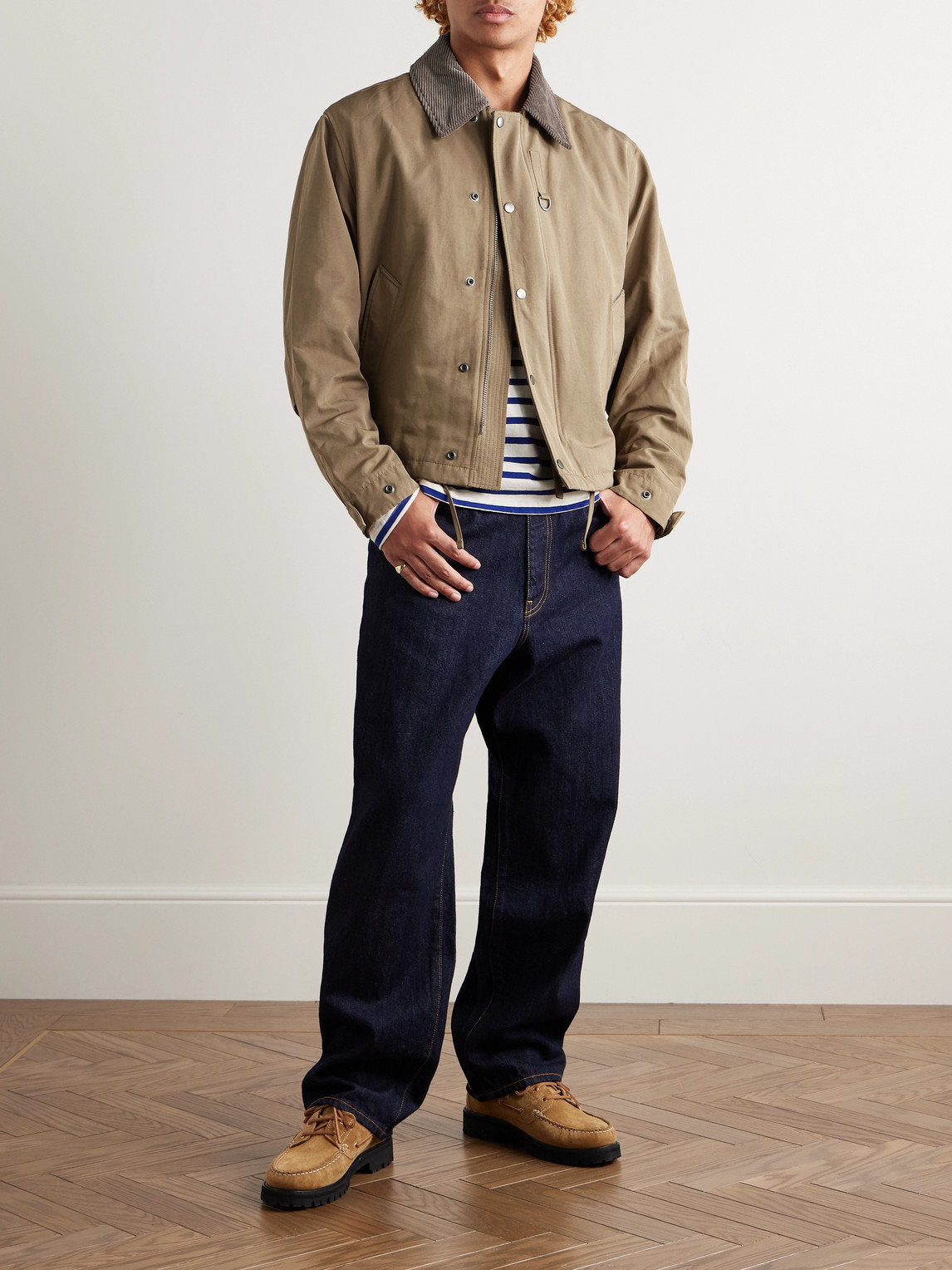 FRIZMWORKS HERITAGE CORDUROY-TRIMMED COTTON-BLEND JACKET