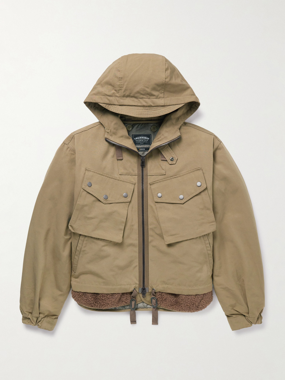 FrizmWORKS Smock Cotton-Blend Twill Hooded Jacket with Fleece-Trimmed iner - Men