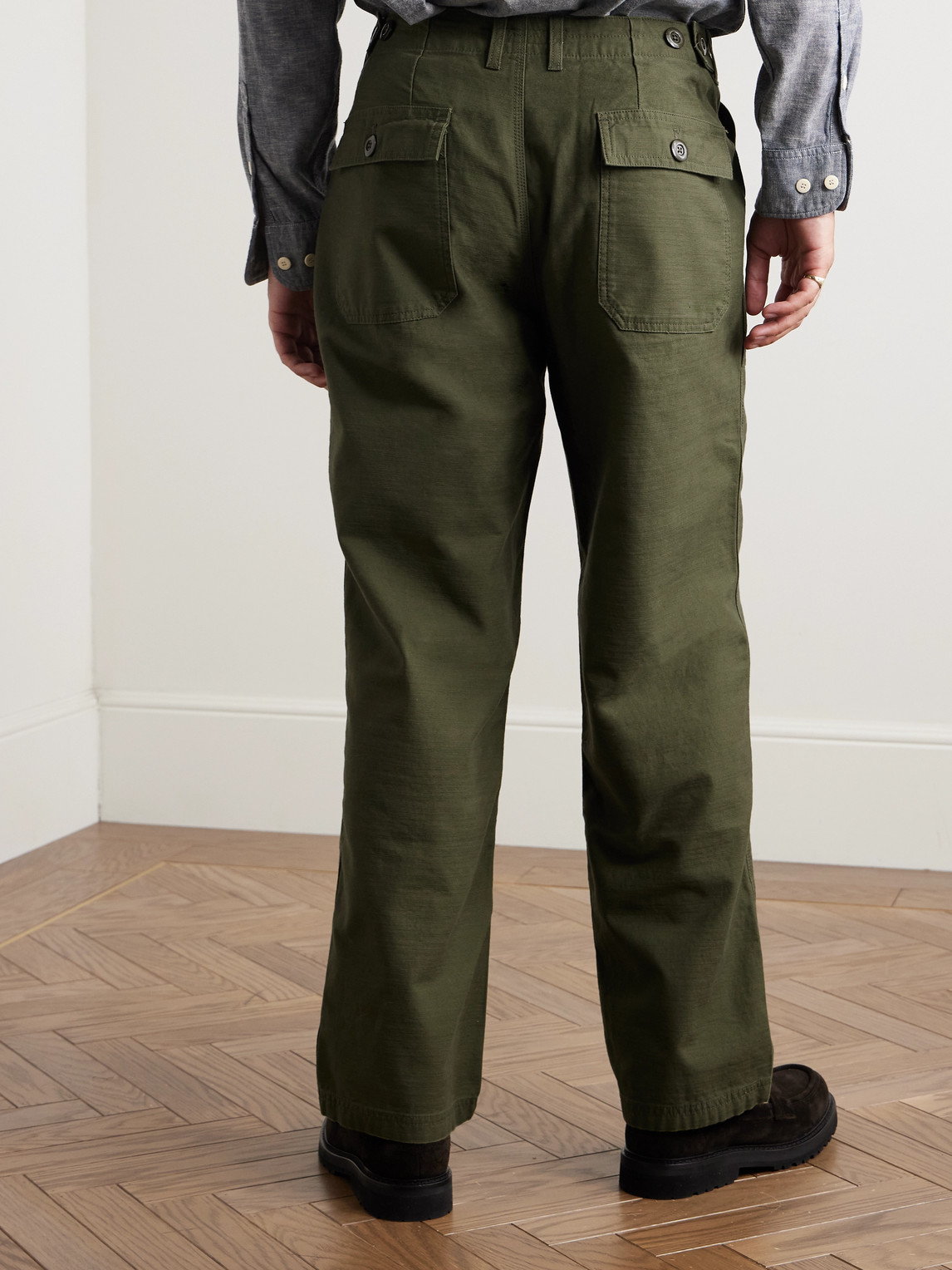Straight-Leg Cotton Trousers